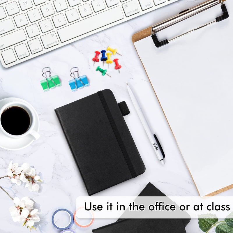 feela 15 Pack Pocket Small Notebooks Bulk, Mini Cute Notepads Hardcover College Ruled Lined Journals with Pen Holder for School Business Memos, with 15 Black Pens, 3.5   x 5.5   , A6, Black - Image 4